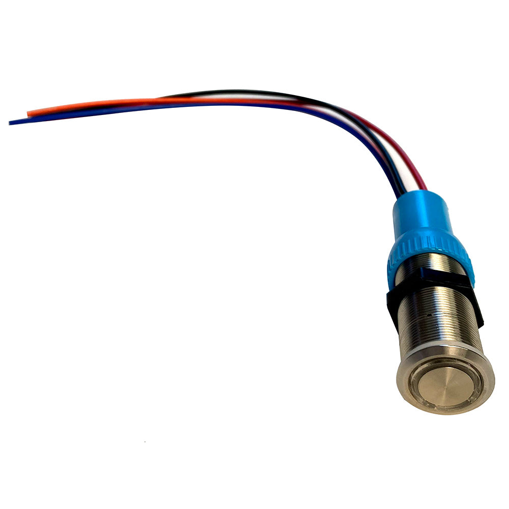 Bluewater 22mm Push Button Switch  OFFONON NavAnc Contact  BlueGreenRed LED  1 Lead 905931141