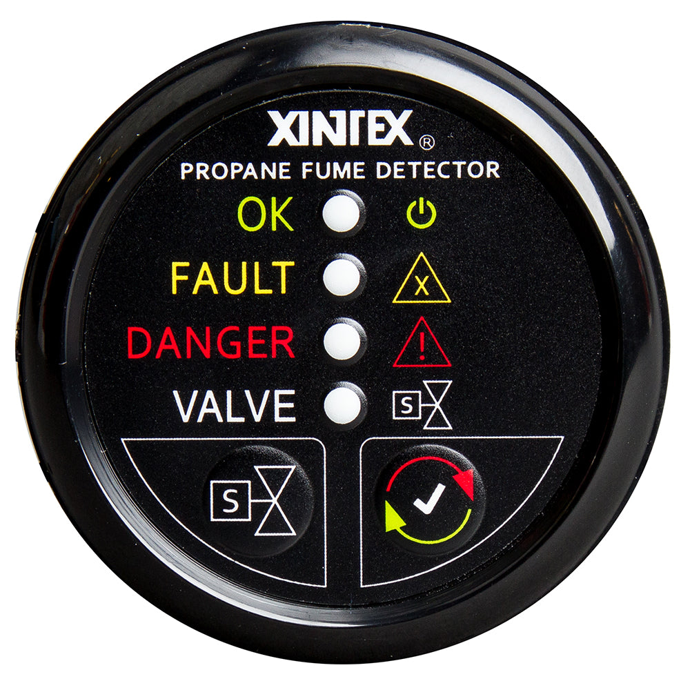 FireboyXintex Propane Fume Detector wAutomatic ShutOff  Plastic Sensor  No Solenoid Valve  Black Bezel Display P1BNVR