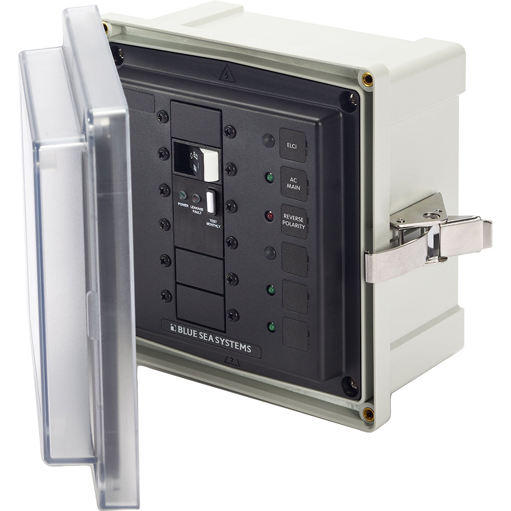 Blue Sea 3118  SMS Panel Enclosure wELCI 50A and 2 Blanks  120V AC 3118