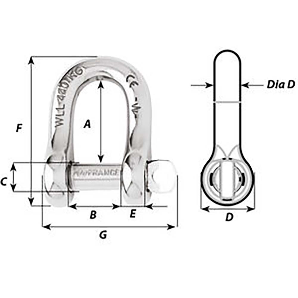 Wichard Captive Pin D Shackle  Diameter 4mm  532 1401W